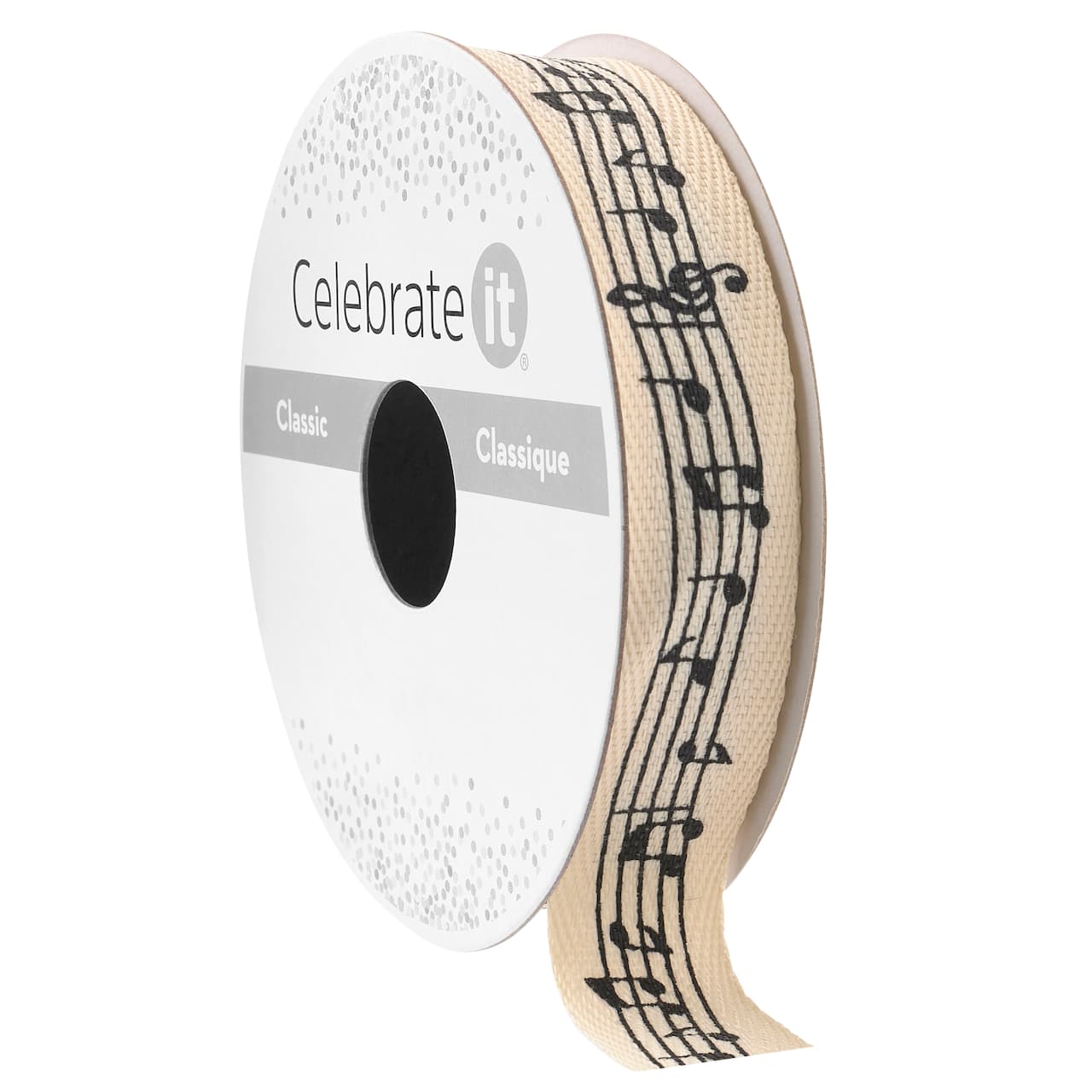 5/8" x 7yd. Black Music Staff Faux Linen Ribbon by Celebrate It® Classic